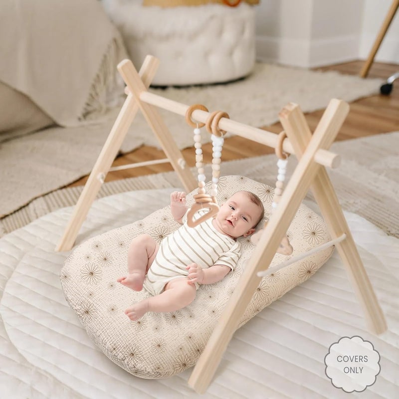 Termichy Baby Lounger Covers Muslin: Soft and Breathable Slipcover for Snuggle Me Lounger - Machine Washable & Zipper-Free for Safe Daily Use - Pink Floral for Girls - Image 5